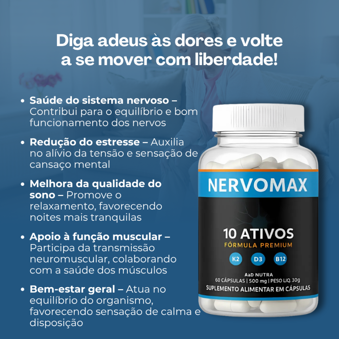 Nervomax Original 60 Cápsulas - Acabe com as Suas Dores + Frete Grátis