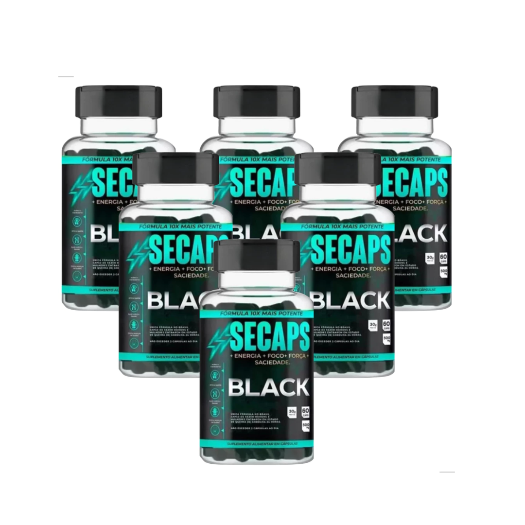 Secaps Black 60 Caps - Emagrecimento Saudável e Eficaz - Promoção Oficial