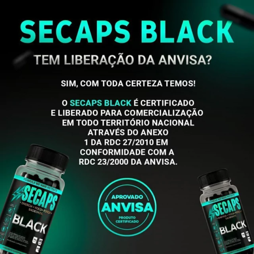 Secaps Black 60 Caps - Emagrecimento Saudável e Eficaz - Promoção Oficial