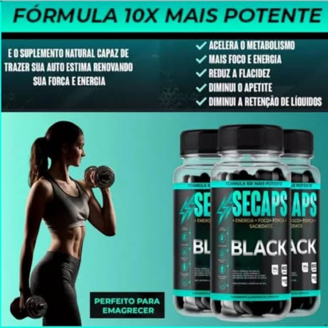 Secaps Black 60 Caps - Emagrecimento Saudável e Eficaz - Promoção Oficial