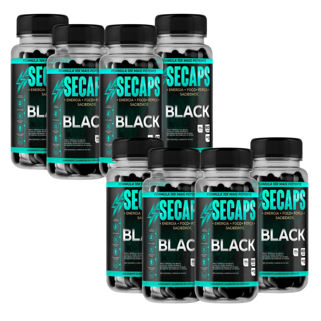 Secaps Black 60 Caps - Emagrecimento Saudável e Eficaz - Promoção Oficial