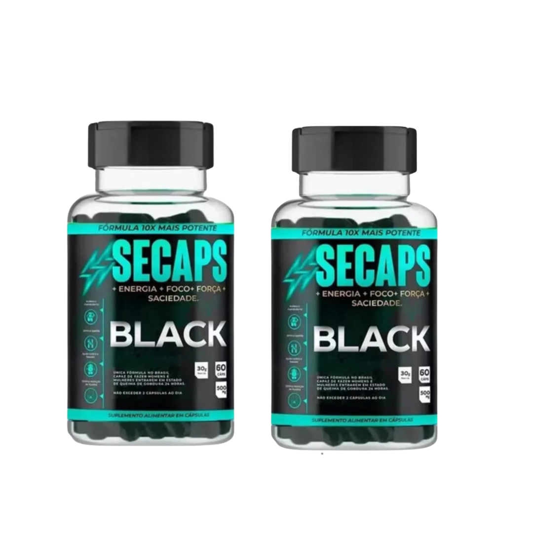 Secaps Black 60 Caps - Emagrecimento Saudável e Eficaz - Promoção Oficial