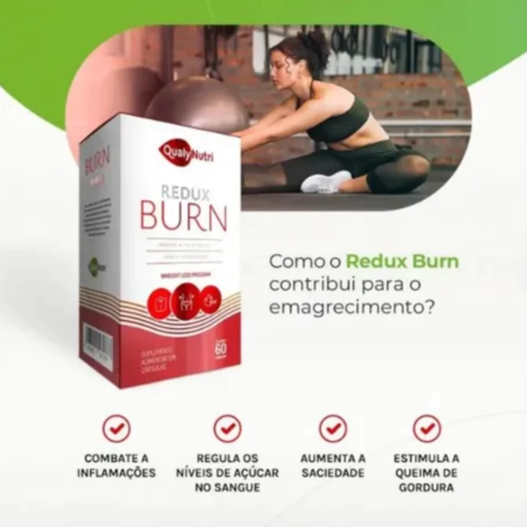 REDUX BURN C/60CÁPS LARANJA MORO CHIA SPIRULINA LARANJA MORO PICOLINATO DE CROMO E CAFEINA