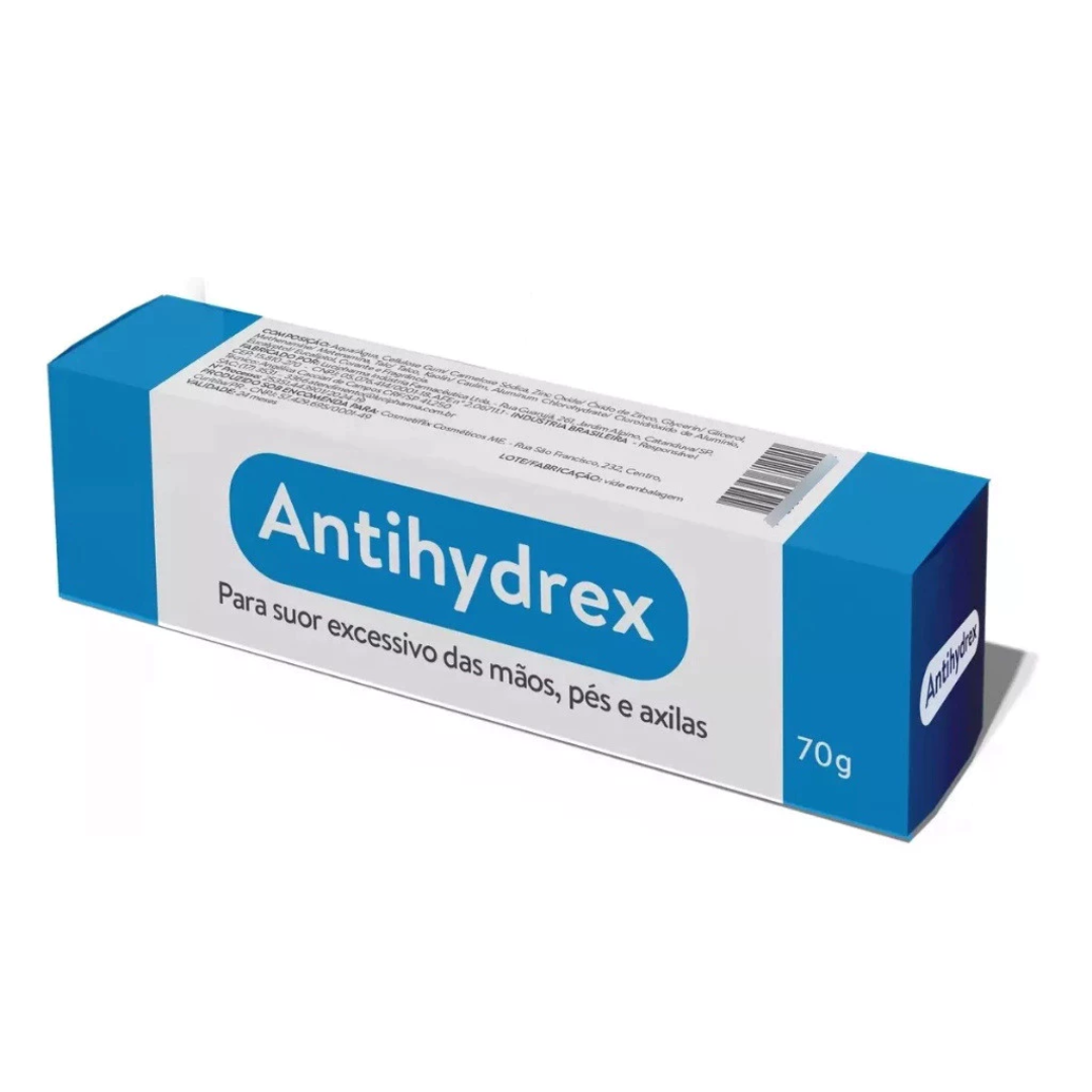 Antihydrex Pomada 70g Hiperidrose Bromidrose Suor Sudorose Chulé Pés Mãos Axilas Similar Antihydral