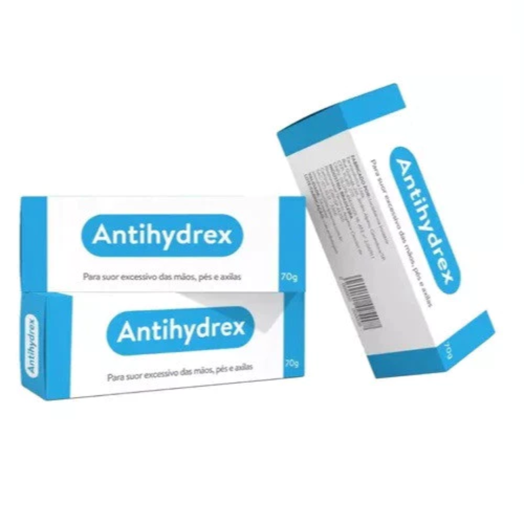 Antihydrex Pomada 70g Hiperidrose Bromidrose Suor Sudorose Chulé Pés Mãos Axilas Similar Antihydral