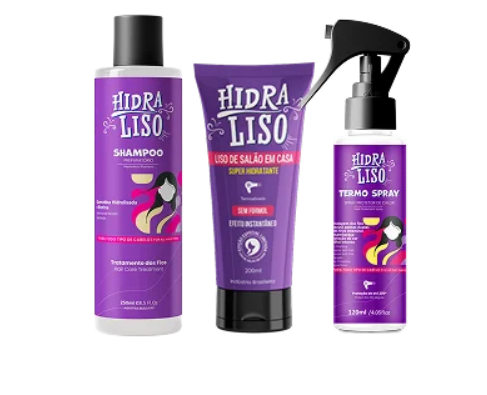 Hidraliso – 1 Progressiva + 1 Shampoo + 1 Termo Spray | Alisamento Sem Formol