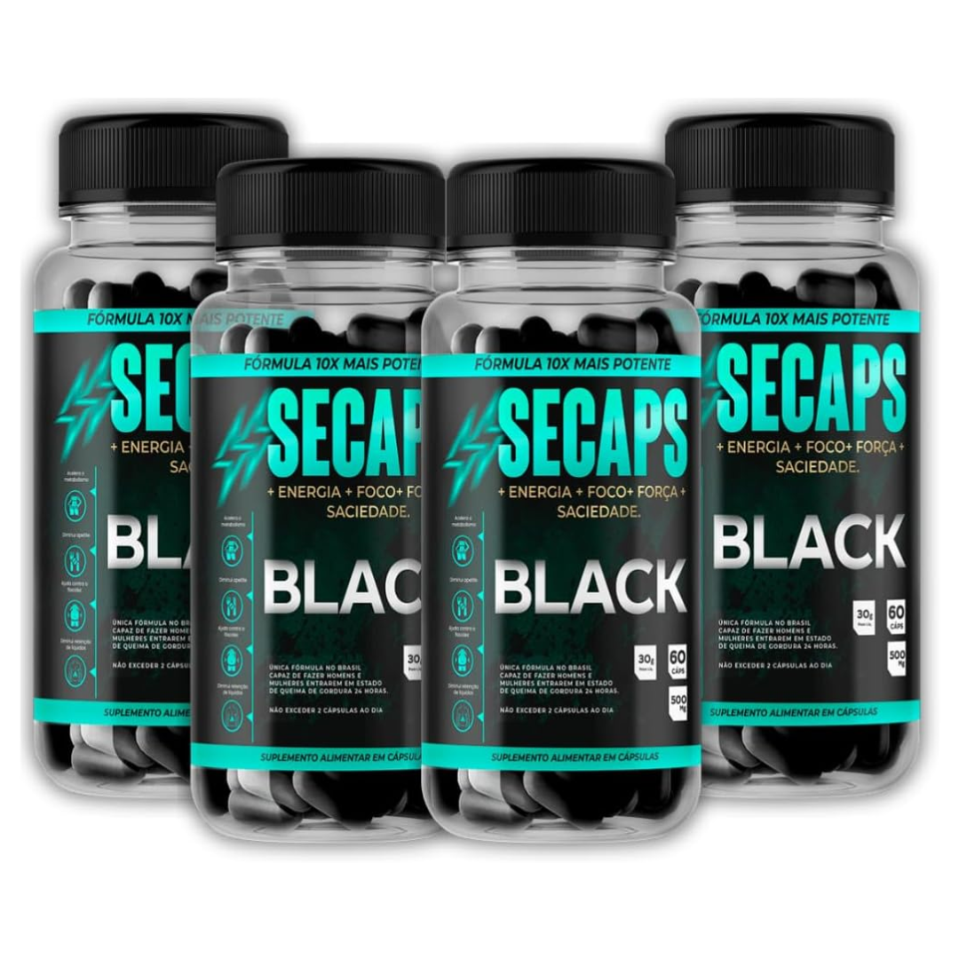 Secaps Black 60 Caps - Emagrecimento Saudável e Eficaz - Promoção Oficial
