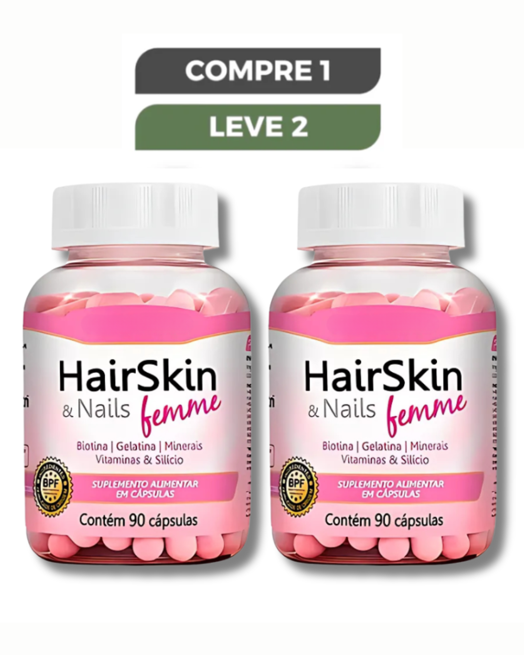 Hair Skin Nails Original 90 Cápsulas - Cabelos, Unhas e Pele Radiantes + Frete Grátis