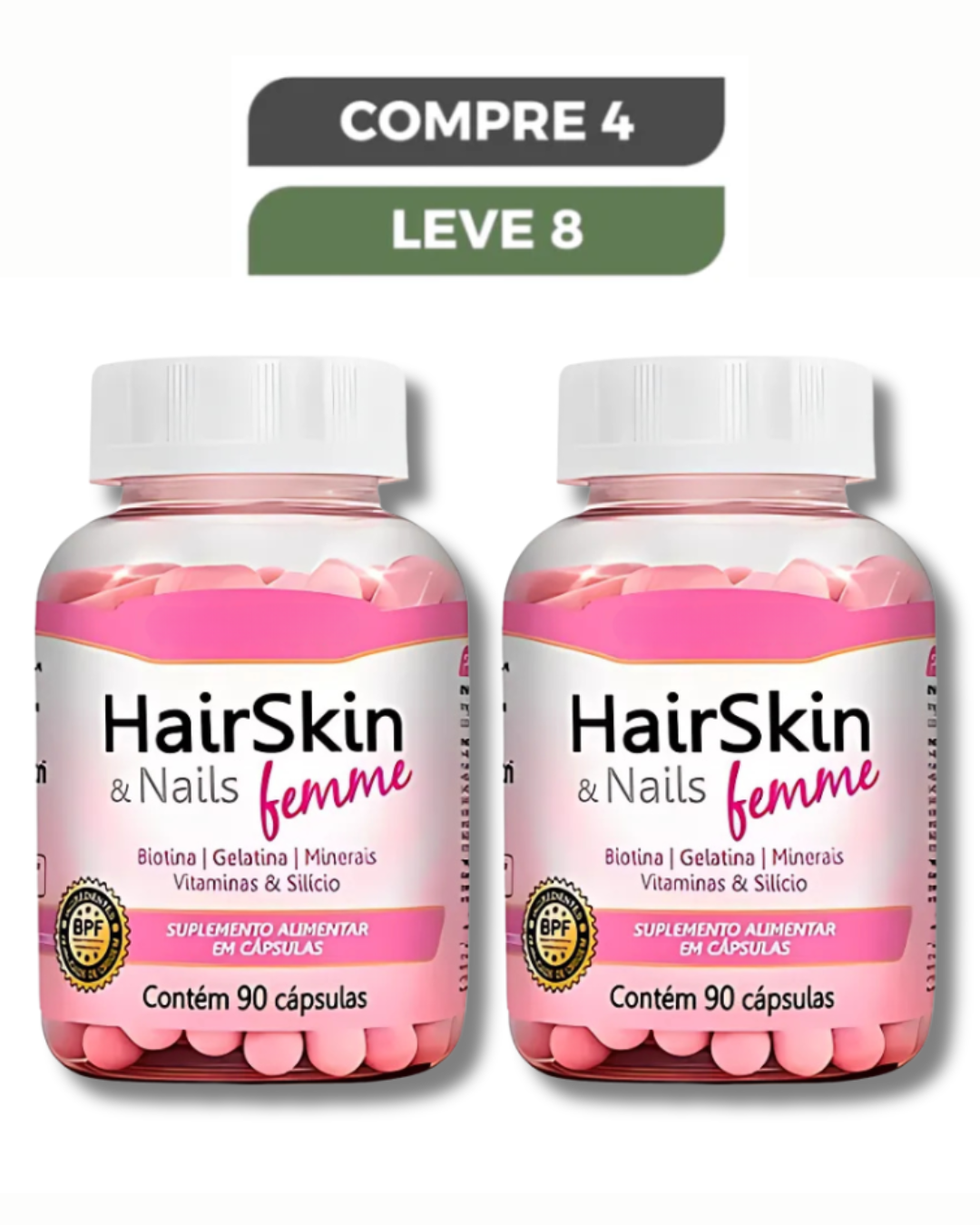 Hair Skin Nails Original 90 Cápsulas - Cabelos, Unhas e Pele Radiantes + Frete Grátis