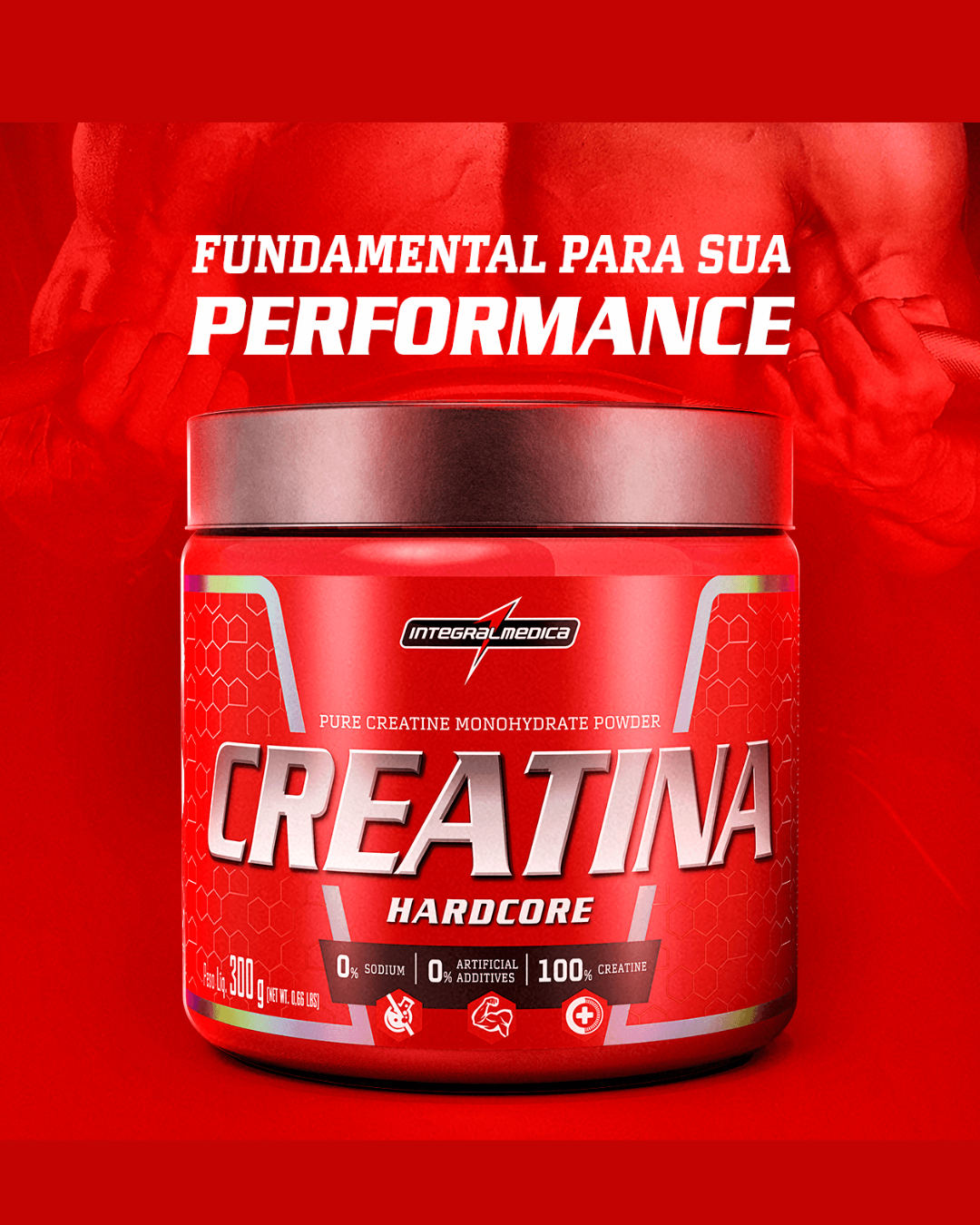 Creatina 100% Pura 300g Hardcore