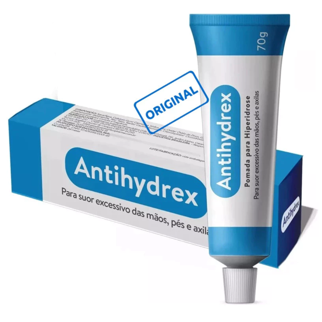 Antihydrex Pomada 70g Hiperidrose Bromidrose Suor Sudorose Chulé Pés Mãos Axilas Similar Antihydral