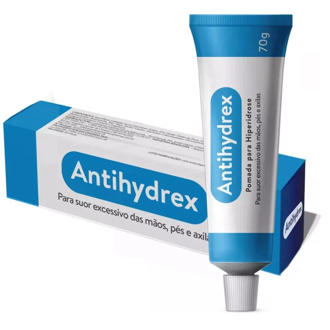 Antihydrex Pomada 70g Hiperidrose Bromidrose Suor Sudorose Chulé Pés Mãos Axilas Similar Antihydral