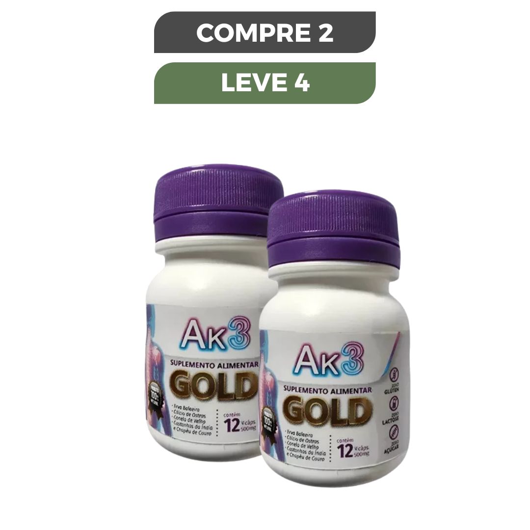 Gold Ak3 Original 60 Cápsulas - Acabe com os Desconfortos + Frete Grátis